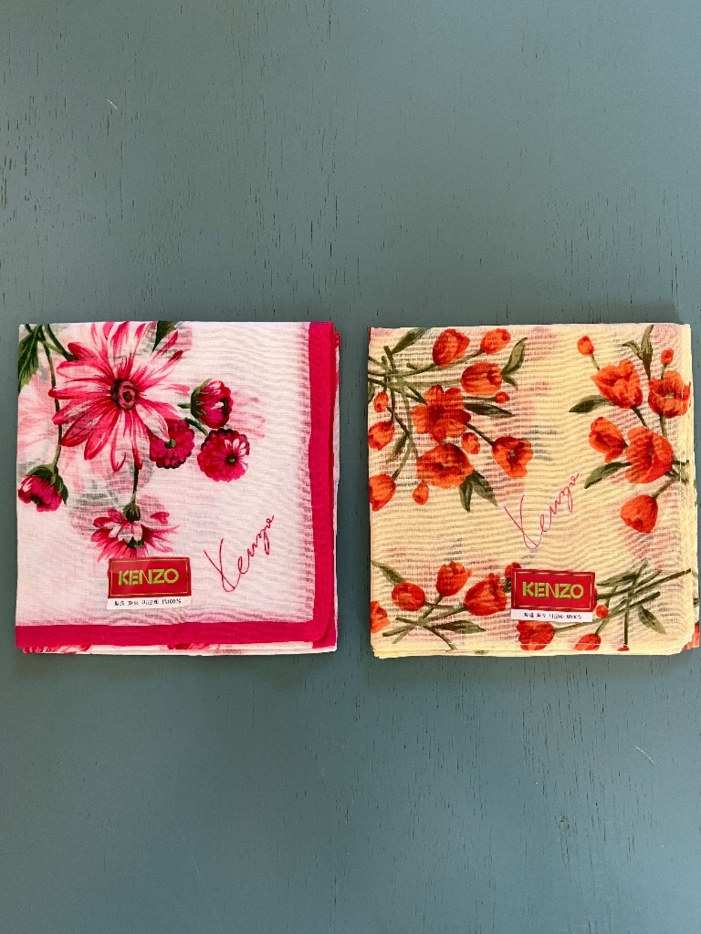 Kenzo Japan Vintage Handkerchiefs Lot of Two
